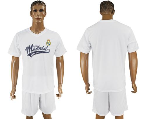 Real Madrid Blank White Soccer Club T-Shirt_1 Real Madrid Blank White Soccer Club T-Shirt_1