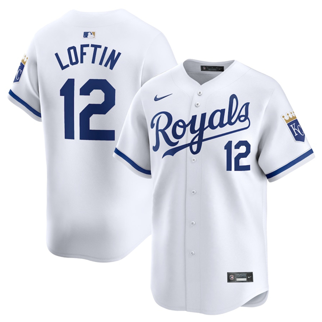 Men's Kansas City Royals #12 Nick Loftin White 2024 Home Limited Stitched Baseball Jersey Men's Kansas City Royals #12 Nick Loftin White 2024 Home Limited Stitched Baseball Jersey