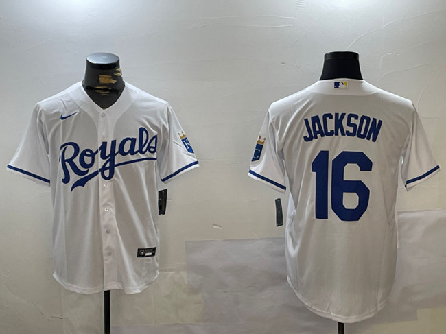 Men's Kansas City Royals #16 Bo Jackson White Cool Base Stitched Baseball Jersey Men's Kansas City Royals #16 Bo Jackson White Cool Base Stitched Baseball Jersey