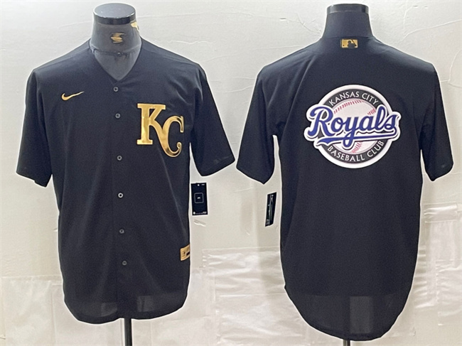 Men's Kansas City Royals Black Team Big Logo Cool Base Stitched Jersey 1 Men's Kansas City Royals Black Team Big Logo Cool Base Stitched Jersey 1