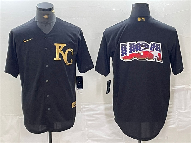 Men's Kansas City Royals Black Team Big Logo Cool Base Stitched Jersey Men's Kansas City Royals Black Team Big Logo Cool Base Stitched Jersey