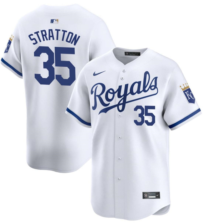 Men's Kansas City Royals #35 Chris Stratton White 2024 Home Limited Cool Base Stitched Baseball Jersey Men's Kansas City Royals #35 Chris Stratton White 2024 Home Limited Cool Base Stitched Baseball Jersey