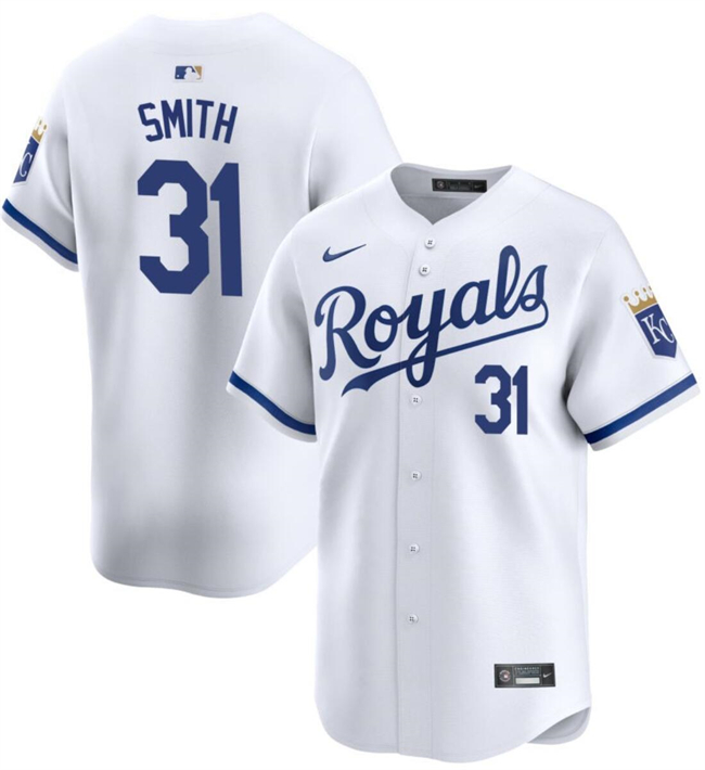 Men's Kansas City Royals #31 Will Smith White 2024 Home Limited Cool Base Stitched Baseball Jersey Men's Kansas City Royals #31 Will Smith White 2024 Home Limited Cool Base Stitched Baseball Jersey