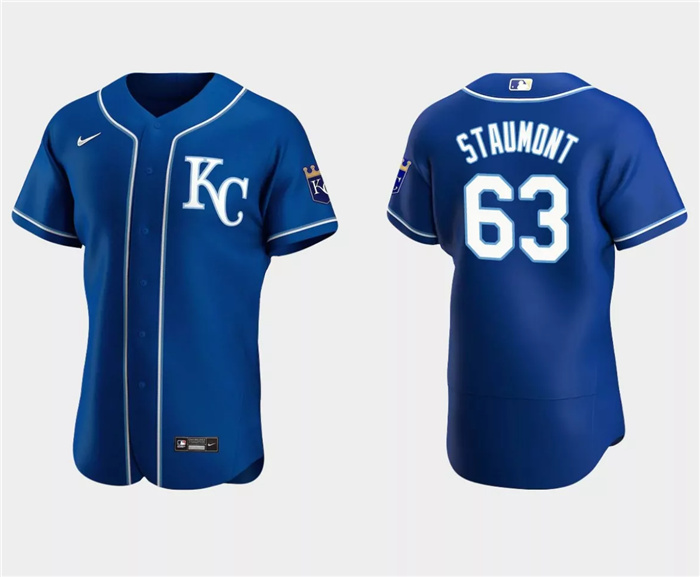 Men's Kansas City Royals #63 Josh Staumont Royal Flex Base Stitched MLB Jersey Men's Kansas City Royals #63 Josh Staumont Royal Flex Base Stitched MLB Jersey