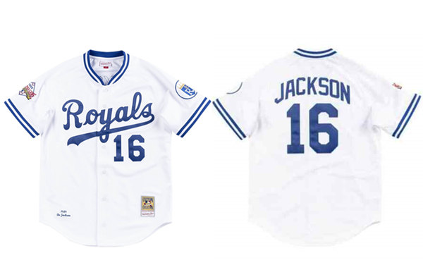 Men's Kansas City Royals #16 Bo Jackson 1989 White Stitched Jersey Men's Kansas City Royals #16 Bo Jackson 1989 White Stitched Jersey