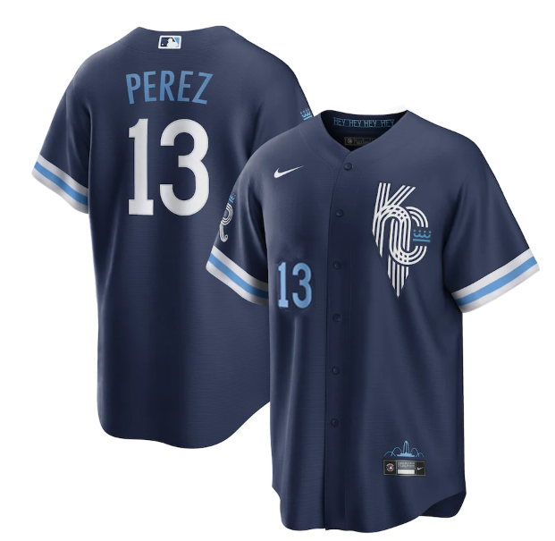 Men's Kansas City Royals #13 Salvador Perez 2022 Navy City Connect Cool Base Stitched Jersey Men's Kansas City Royals #13 Salvador Perez 2022 Navy City Connect Cool Base Stitched Jersey