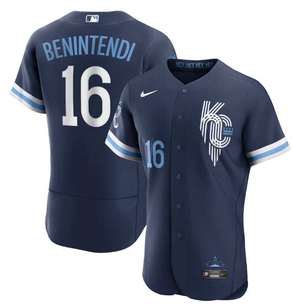 Men's Kansas City Royals #16 Andrew Benintendi 2022 Navy City Connect Flex Base Stitched MLB Jersey Men's Kansas City Royals #16 Andrew Benintendi 2022 Navy City Connect Flex Base Stitched MLB Jersey