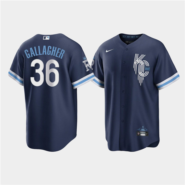 Men's Kansas City Royals #36 Cam Gallagher 2022 Navy City Connect Cool Base Stitched Jersey Men's Kansas City Royals #36 Cam Gallagher 2022 Navy City Connect Cool Base Stitched Jersey