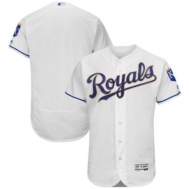 Men's Kansas City Royals Blank White Gold Flex Base Stitched Jersey Men's Kansas City Royals Blank White Gold Flex Base Stitched Jersey