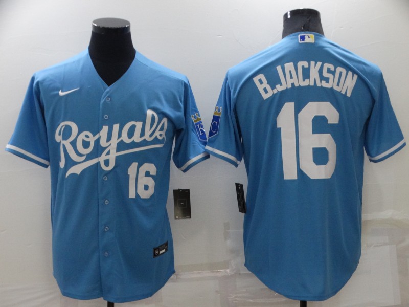 Men's Kansas City Royals #16 Bo Jackson Light Blue Cool Base Stitched Jersey Men's Kansas City Royals #16 Bo Jackson Light Blue Cool Base Stitched Jersey