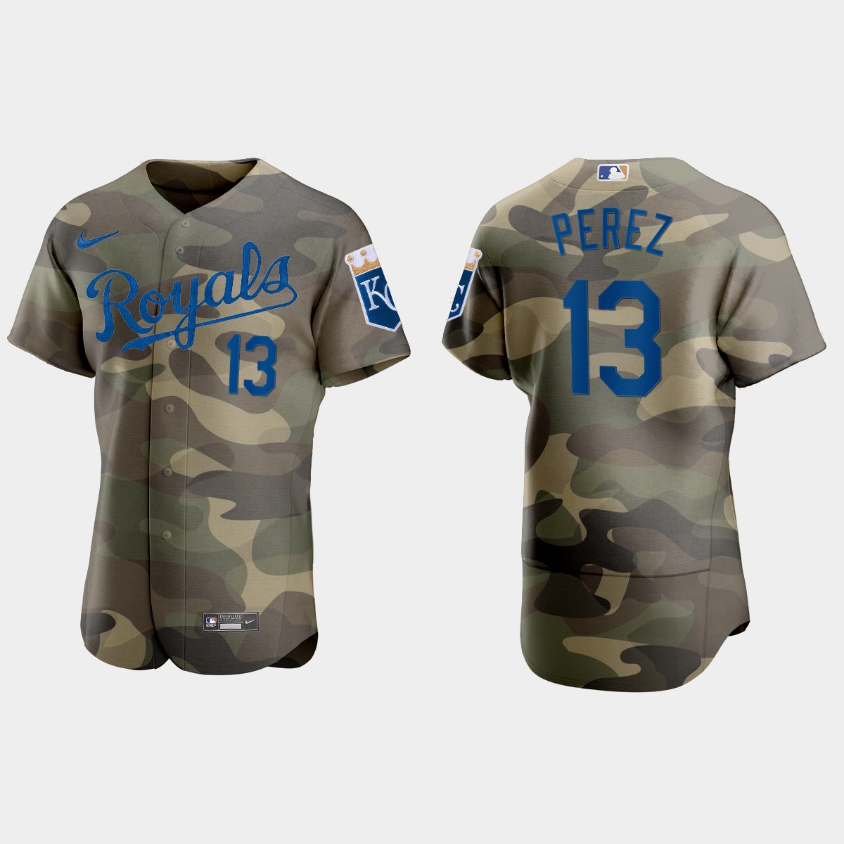 Kansas City Royals #13 Salvador Perez Men's Nike 2021 Armed Forces Day Authentic MLB Jersey -Camo Kansas City Royals #13 Salvador Perez Men's Nike 2021 Armed Forces Day Authentic MLB Jersey -Camo