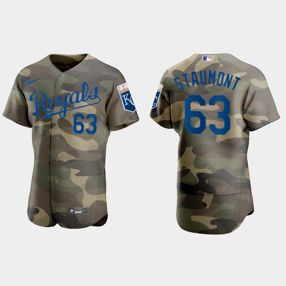 Kansas City Royals #63 Josh Staumont Men's Nike 2021 Armed Forces Day Authentic MLB Jersey -Camo Kansas City Royals #63 Josh Staumont Men's Nike 2021 Armed Forces Day Authentic MLB Jersey -Camo