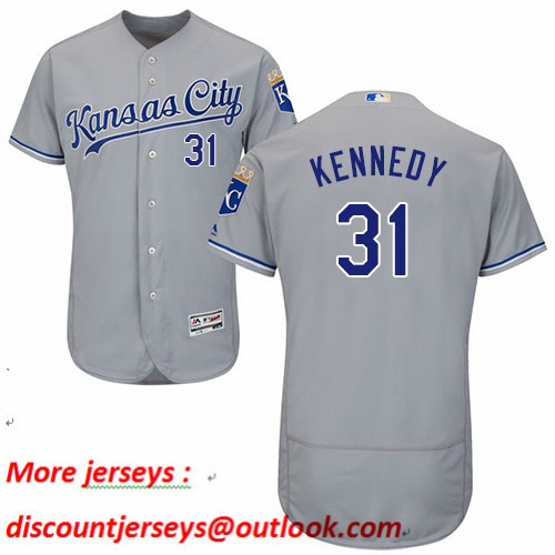 Royals #31 Ian Kennedy Grey Flexbase Authentic Collection Stitched Baseball Jersey Royals #31 Ian Kennedy Grey Flexbase Authentic Collection Stitched Baseball Jersey