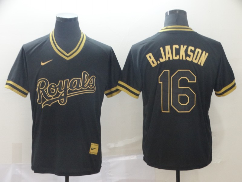 Royals 16 Bo Jackson Black Gold Nike Cooperstown Collection Legend V Neck Jersey Royals 16 Bo Jackson Black Gold Nike Cooperstown Collection Legend V Neck Jersey