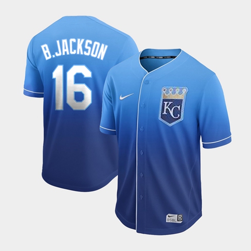 Royals #16 Bo Jackson Royal Fade Authentic Stitched Baseball Jersey Royals #16 Bo Jackson Royal Fade Authentic Stitched Baseball Jersey