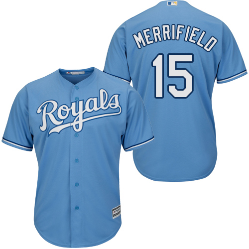Royals #15 Whit Merrifield Light Blue New Cool Base Alternate 1 Stitched Baseball Jersey Royals #15 Whit Merrifield Light Blue New Cool Base Alternate 1 Stitched Baseball Jersey