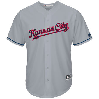 Kansas City Royals Majestic Fashion Stars & Stripes Cool Base Jersey - Gray Kansas City Royals Majestic Fashion Stars & Stripes Cool Base Jersey - Gray