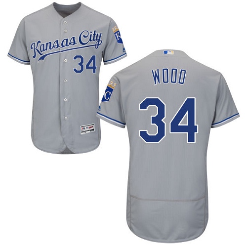 Royals #34 Travis Wood Grey Flexbase Authentic Collection Stitched MLB Jersey Royals #34 Travis Wood Grey Flexbase Authentic Collection Stitched MLB Jersey