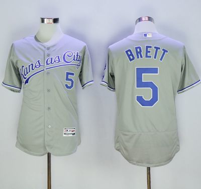 Royals #5 George Brett Grey Flexbase Authentic Collection Stitched MLB Jersey Royals #5 George Brett Grey Flexbase Authentic Collection Stitched MLB Jersey