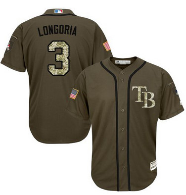 Rays #3 Evan Longoria Green Salute to Service Stitched MLB Jersey Rays #3 Evan Longoria Green Salute to Service Stitched MLB Jersey
