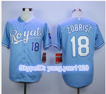 Kansas City Royals #18 Ben Zobrist Light Blue Alternate 1 Cool Base Stitched MLB Jersey Kansas City Royals #18 Ben Zobrist Light Blue Alternate 1 Cool Base Stitched MLB Jersey