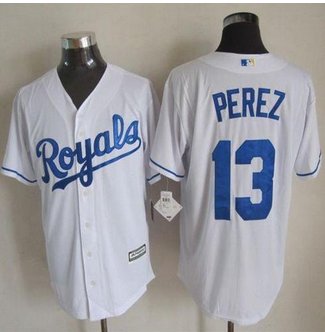 Kansas City Royals #13 Salvador Perez White New Cool Base Stitched Baseball Jersey Kansas City Royals #13 Salvador Perez White New Cool Base Stitched Baseball Jersey