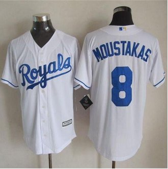 Kansas City Royals #8 Mike Moustakas White New Cool Base Stitched Baseball Jersey Kansas City Royals #8 Mike Moustakas White New Cool Base Stitched Baseball Jersey