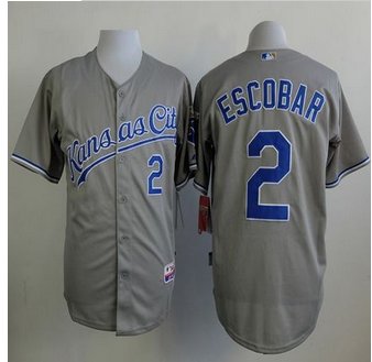 Kansas City Royals #2 Alcides Escobar Grey Cool Base Stitched Baseball Jersey Kansas City Royals #2 Alcides Escobar Grey Cool Base Stitched Baseball Jersey