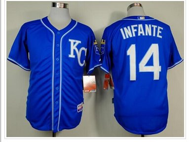Royals #14 Omar Infante Light Blue Alternate 2 Cool Base Stitched Baseball Jersey Royals #14 Omar Infante Light Blue Alternate 2 Cool Base Stitched Baseball Jersey