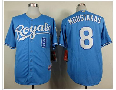 Kansas City Royals #8 Mike Moustakas Light Blue Alternate 1 Cool Base Stitched Baseball Jersey Kansas City Royals #8 Mike Moustakas Light Blue Alternate 1 Cool Base Stitched Baseball Jersey