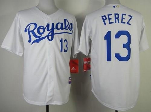 Kansas City Royals #13 Salvador Perez White Cool Base Baseball Jersey Kansas City Royals #13 Salvador Perez White Cool Base Baseball Jersey