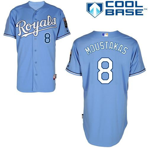 Kansas City Royals #8 Mike Moustakas Light Blue Cool Base Baseball Jersey Kansas City Royals #8 Mike Moustakas Light Blue Cool Base Baseball Jersey