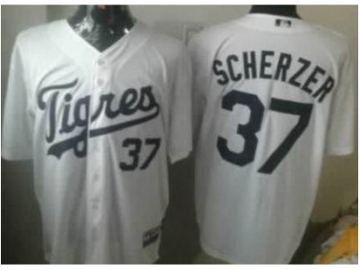 MLB Detroit Tigers #37 Max Scherzer White Jerseys MLB Detroit Tigers #37 Max Scherzer White Jerseys