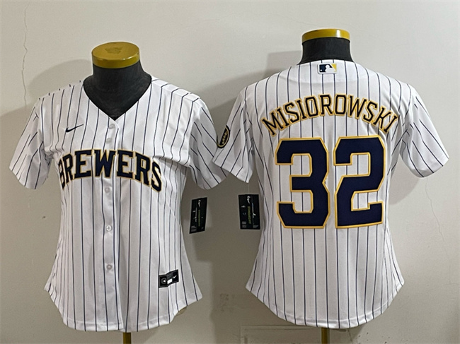 Women's Milwaukee Brewers #32 Jacob Misiorowski White Cool Base Stitched Jersey(Run Small)