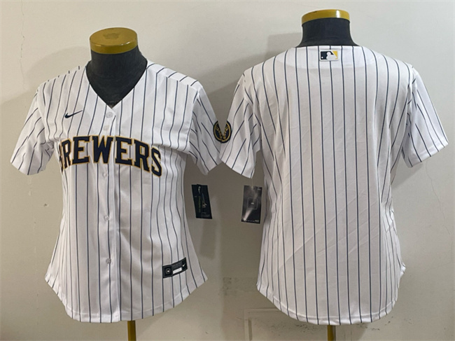 Women's Milwaukee Brewers Blank White Cool Base Stitched Jersey(Run Small)