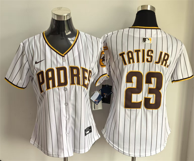 Women's San Diego Padres #23 Fernando Tatis Jr. White Home Limited Stitched Baseball Jersey(Run Small) Women's San Diego Padres #23 Fernando Tatis Jr. White Home Limited Stitched Baseball Jersey(Run Small)