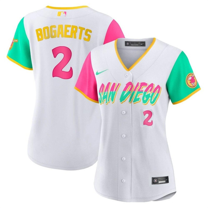Women's San Diego Padres #2 Xander Bogaerts 2022 White City Connect Stitched Baseball Jersey(Run Small)s Women's San Diego Padres #2 Xander Bogaerts 2022 White City Connect Stitched Baseball Jersey(Run Small)s