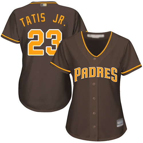 Padres #23 Fernando Tatis Jr. Brown Alternate Women's Stitched Baseball Jersey Padres #23 Fernando Tatis Jr. Brown Alternate Women's Stitched Baseball Jersey