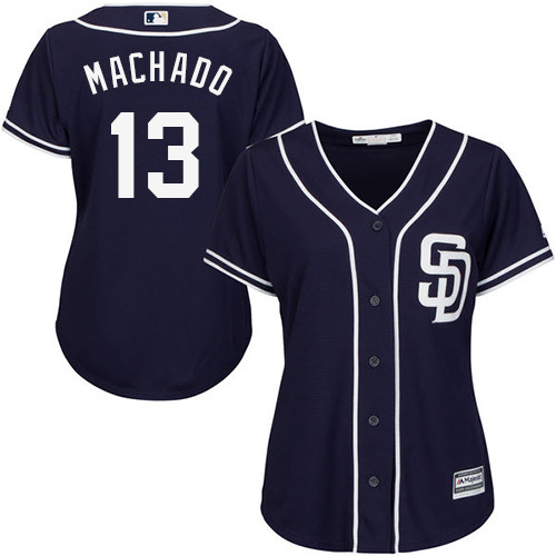 Women's Padres #13 Manny Machado Navy Blue Alternate Women's Stitched Baseball Jersey Women's Padres #13 Manny Machado Navy Blue Alternate Women's Stitched Baseball Jersey