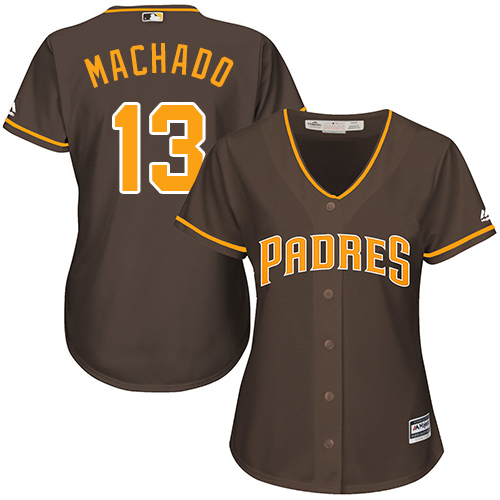 Padres #13 Manny Machado Brown Alternate Women's Stitched Baseball Jersey Padres #13 Manny Machado Brown Alternate Women's Stitched Baseball Jersey
