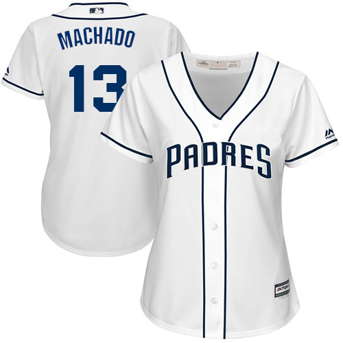 Padres #13 Manny Machado White Home Women's Stitched Baseball Jersey Padres #13 Manny Machado White Home Women's Stitched Baseball Jersey