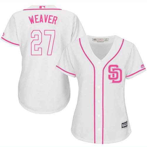 Padres #27 Jered Weaver White Pink Fashion Women's Stitched MLB Jersey Padres #27 Jered Weaver White Pink Fashion Women's Stitched MLB Jersey
