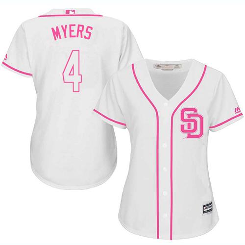 Padres #4 Wil Myers White Pink Fashion Women's Stitched MLB Jersey Padres #4 Wil Myers White Pink Fashion Women's Stitched MLB Jersey