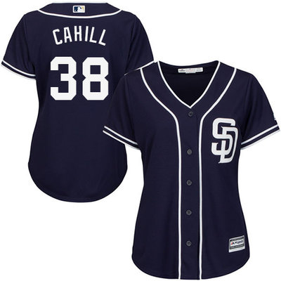 Padres #38 Trevor Cahill Navy Blue Alternate Women's Stitched MLB Jersey Padres #38 Trevor Cahill Navy Blue Alternate Women's Stitched MLB Jersey