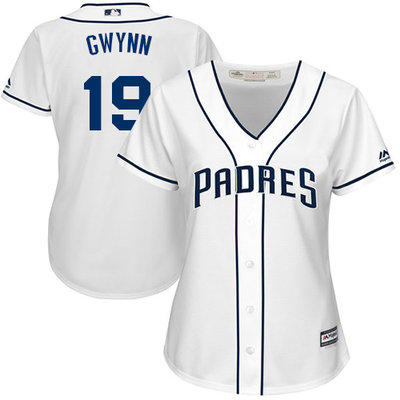 Padres #19 Tony Gwynn White Home Women's Stitched MLB Jersey Padres #19 Tony Gwynn White Home Women's Stitched MLB Jersey
