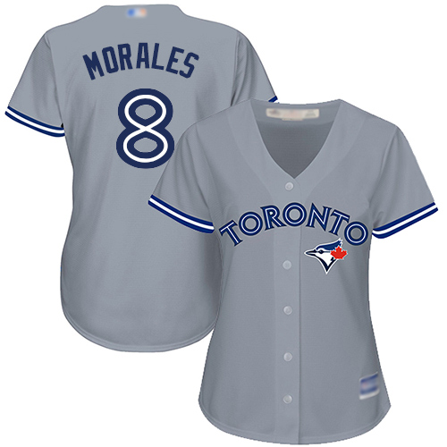 Blue Jays #8 Kendrys Morales Grey Road Women's Stitched Baseball Jersey Blue Jays #8 Kendrys Morales Grey Road Women's Stitched Baseball Jersey