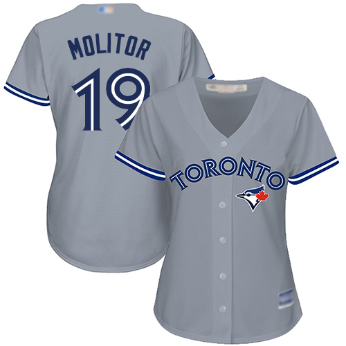 Blue Jays #19 Paul Molitor Grey Road Women's Stitched Baseball Jersey Blue Jays #19 Paul Molitor Grey Road Women's Stitched Baseball Jersey