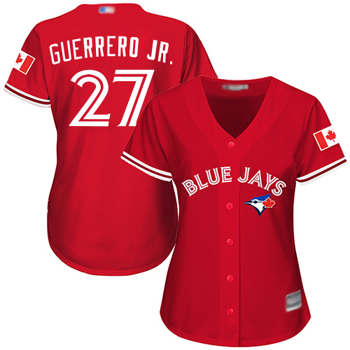 Blue Jays #27 Vladimir Guerrero Jr. Red Canada Day Women's Stitched Baseball Jersey Blue Jays #27 Vladimir Guerrero Jr. Red Canada Day Women's Stitched Baseball Jersey