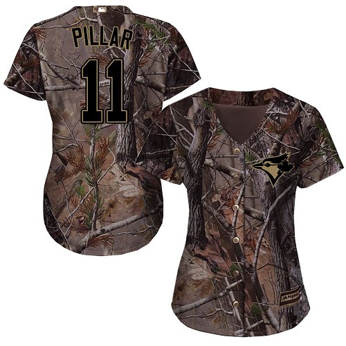 Blue Jays #11 Kevin Pillar Camo Realtree Collection Cool Base Women's Stitched Baseball Jersey Blue Jays #11 Kevin Pillar Camo Realtree Collection Cool Base Women's Stitched Baseball Jersey