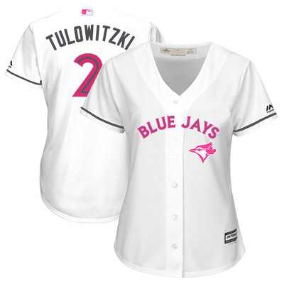 Blue Jays #2 Troy Tulowitzki White Mother's Day Cool Base Women's Stitched MLB Jersey Blue Jays #2 Troy Tulowitzki White Mother's Day Cool Base Women's Stitched MLB Jersey